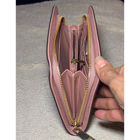New Aldo Zip-Around Wallet Pocketbook With Multiple Card Slots Pink Beige NWOT - Picture 5 of 11